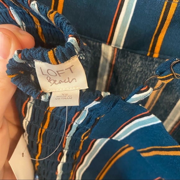 Loft beach romper blue striped tank top romper NWT size extra small XS - Picture 6 of 6